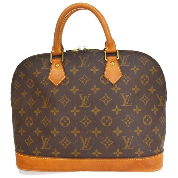 LOUIS VUITTON LV Logo Alma Hand Bag Monogram Leather Brown France - Picture 3 of 14